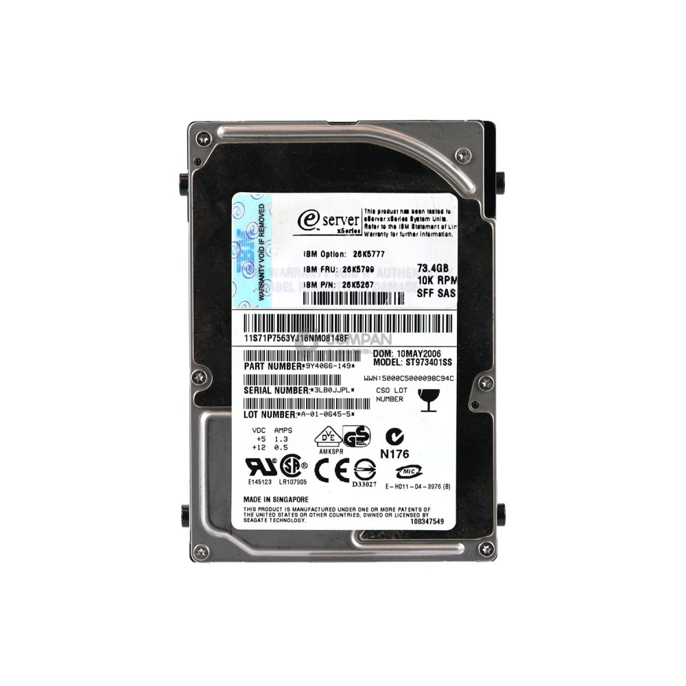 26K5799 IBM 73GB 10K 3G SAS 2.5 SFF HOT-SWAP